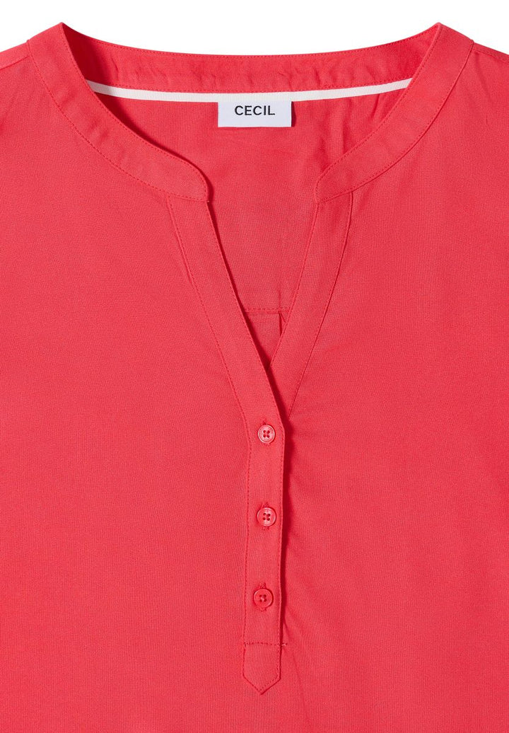 Kurzarm Bluse mit Split Neck