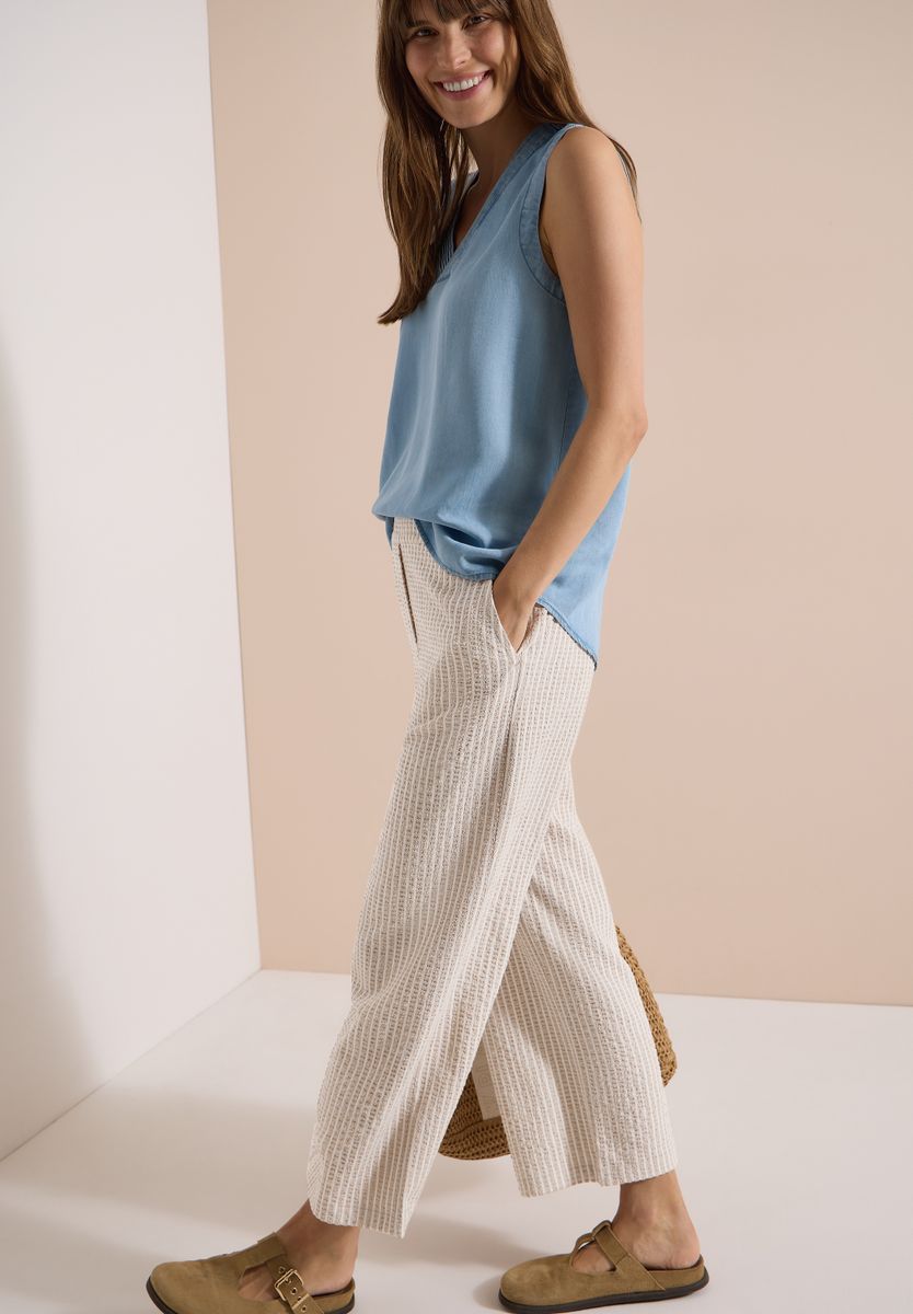 Wide Leg Hose in Seersucker-Qualität