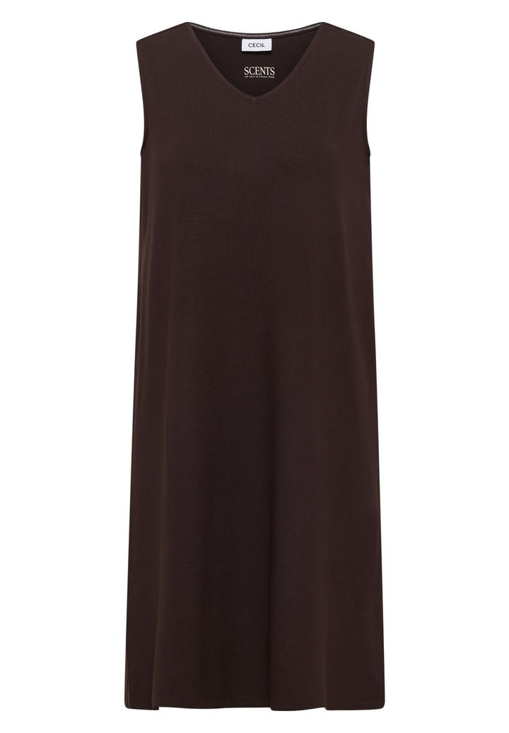 Knielanges Jerseykleid mit V-Neck