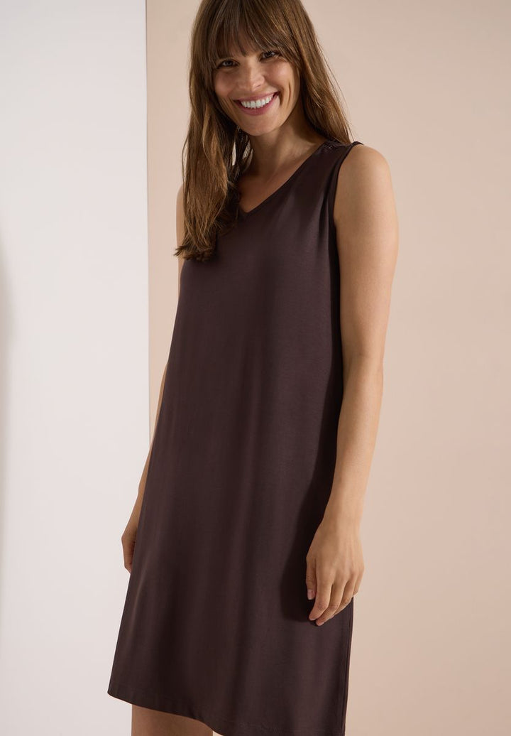 Knielanges Jerseykleid mit V-Neck