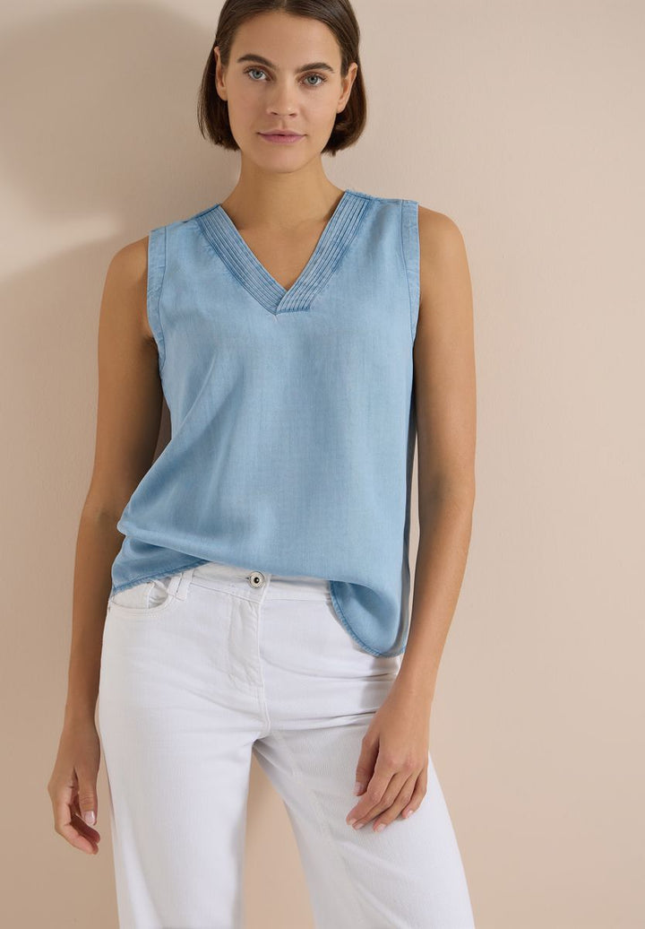 Blusentop im Denim-Look mit V-Neck