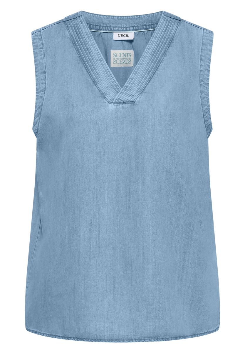 Blusentop im Denim-Look mit V-Neck