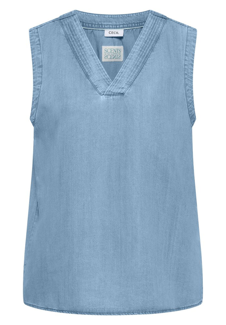 Blusentop im Denim-Look mit V-Neck