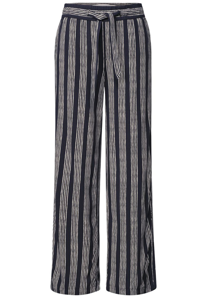 Mid Waist Wide Leg Hose mit Streifen