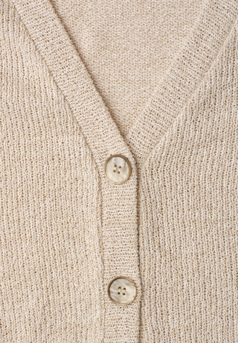 Langarm Jacke im Strick-Look mit Glitzer