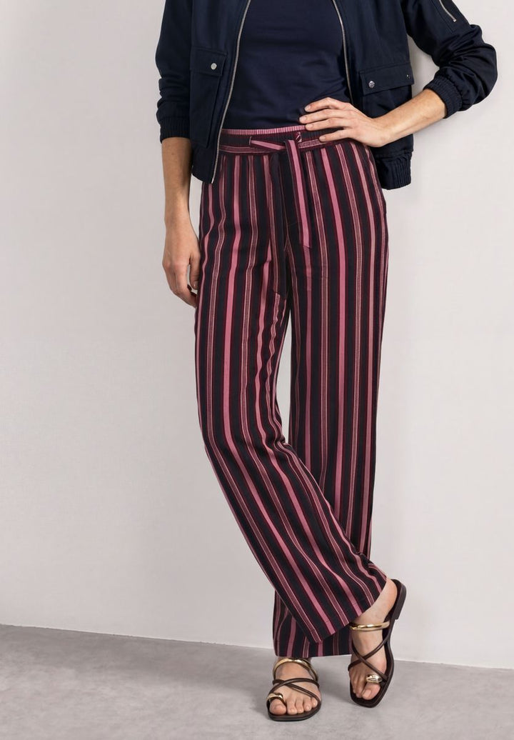 Mid Waist Wide Leg Hose mit Streifen