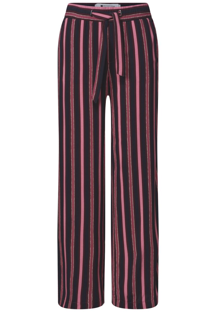 Mid Waist Wide Leg Hose mit Streifen
