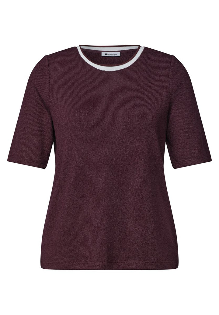 T-Shirt im Strick-Look mit Rundhals