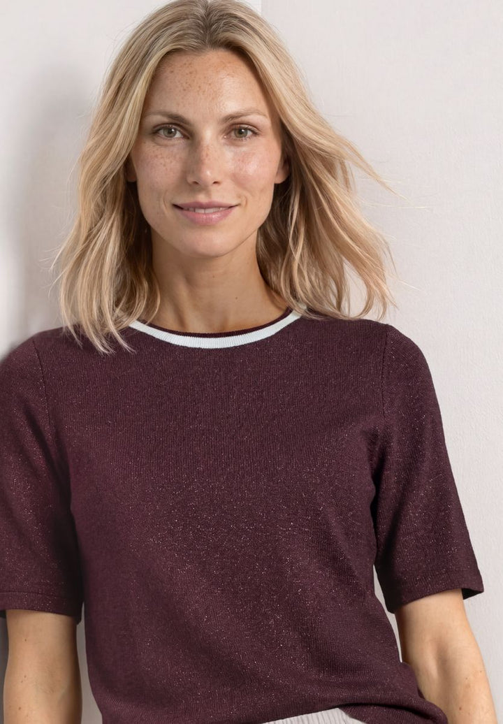 T-Shirt im Strick-Look mit Rundhals