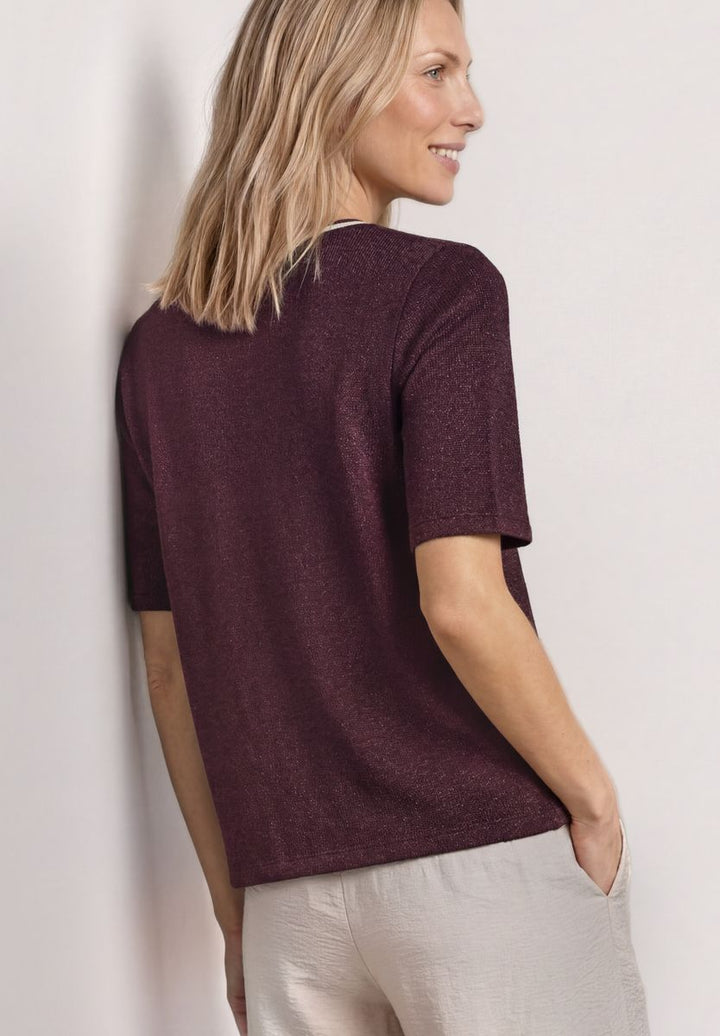T-Shirt im Strick-Look mit Rundhals