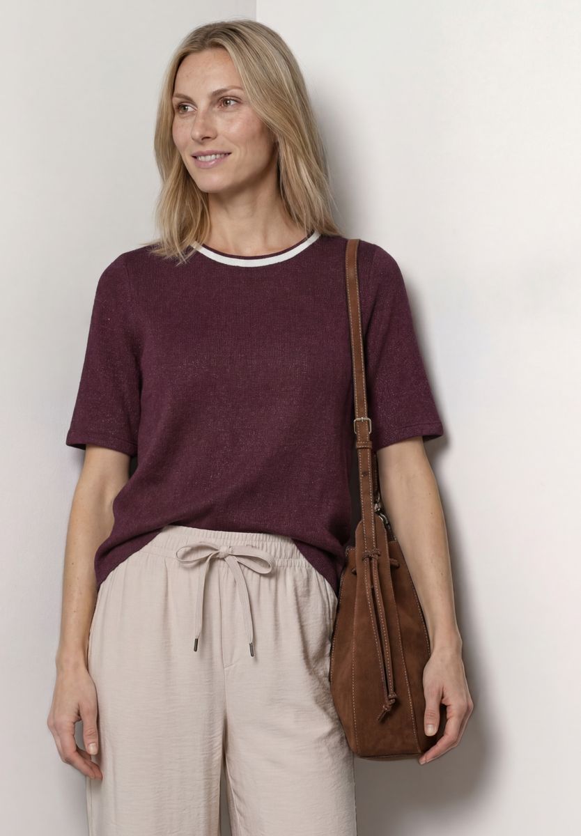 T-Shirt im Strick-Look mit Rundhals