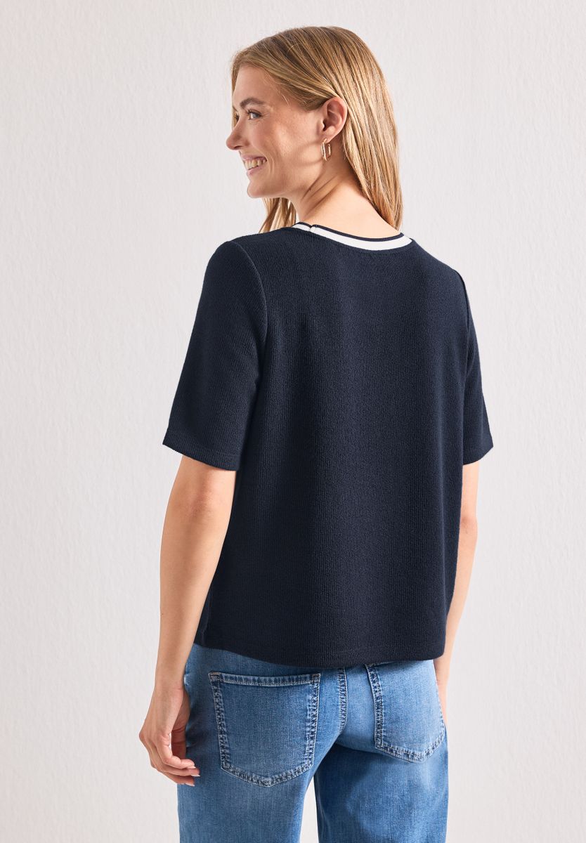T-Shirt im Strick-Look mit Rundhals