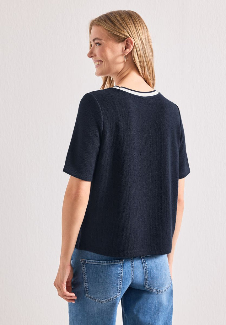 T-Shirt im Strick-Look mit Rundhals
