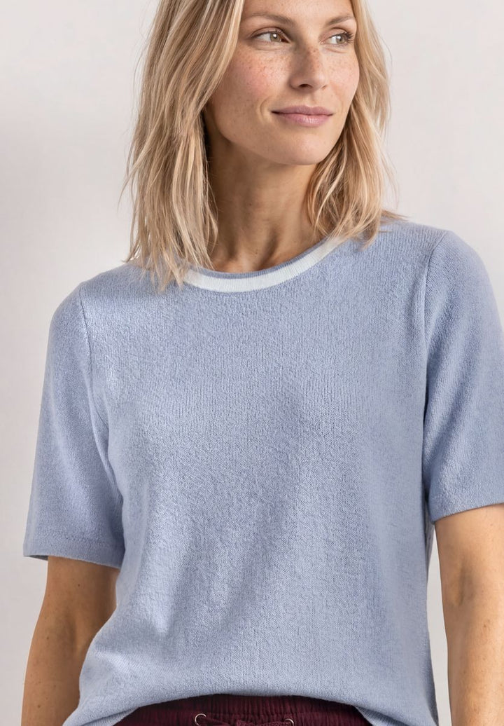 T-Shirt im Strick-Look mit Rundhals