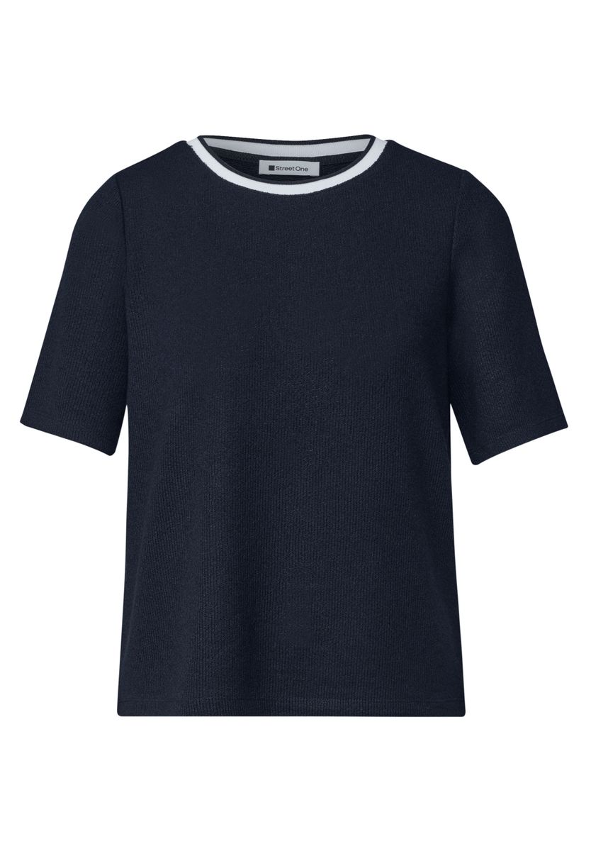 T-Shirt im Strick-Look mit Rundhals