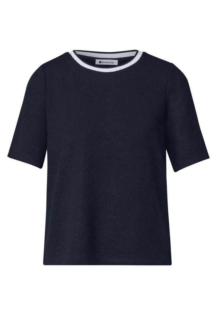 T-Shirt im Strick-Look mit Rundhals