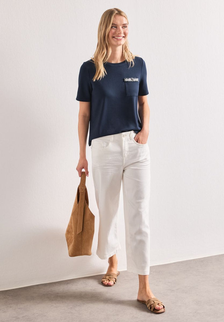 T-Shirt mit dekorativer Brusttasche