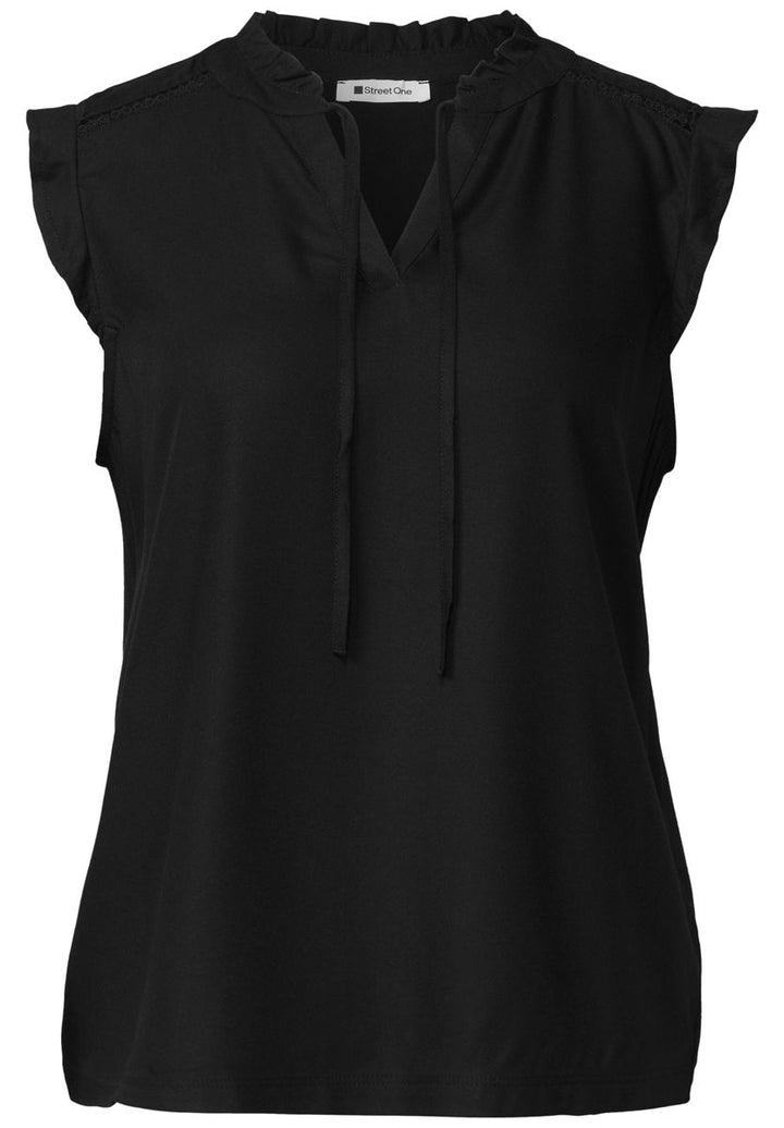 Top mit Strukturmix und Crochet-Details