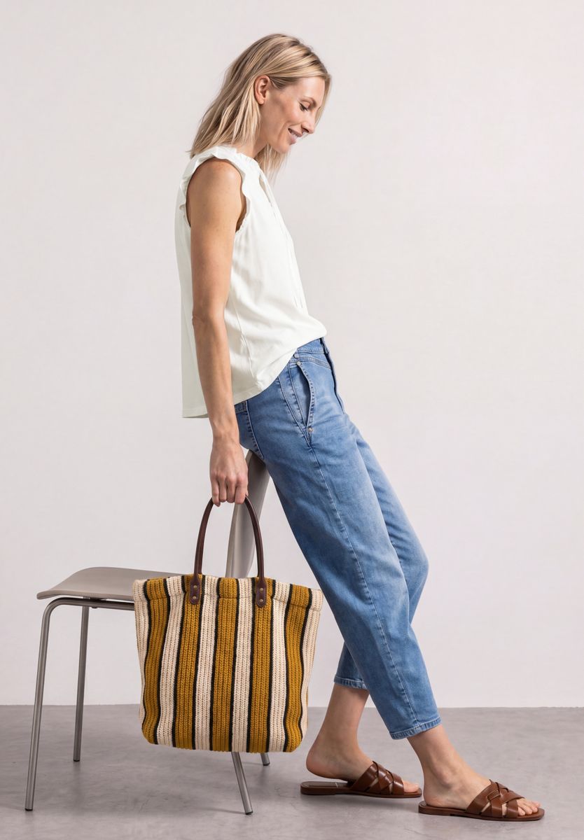 Top mit Strukturmix und Crochet-Details