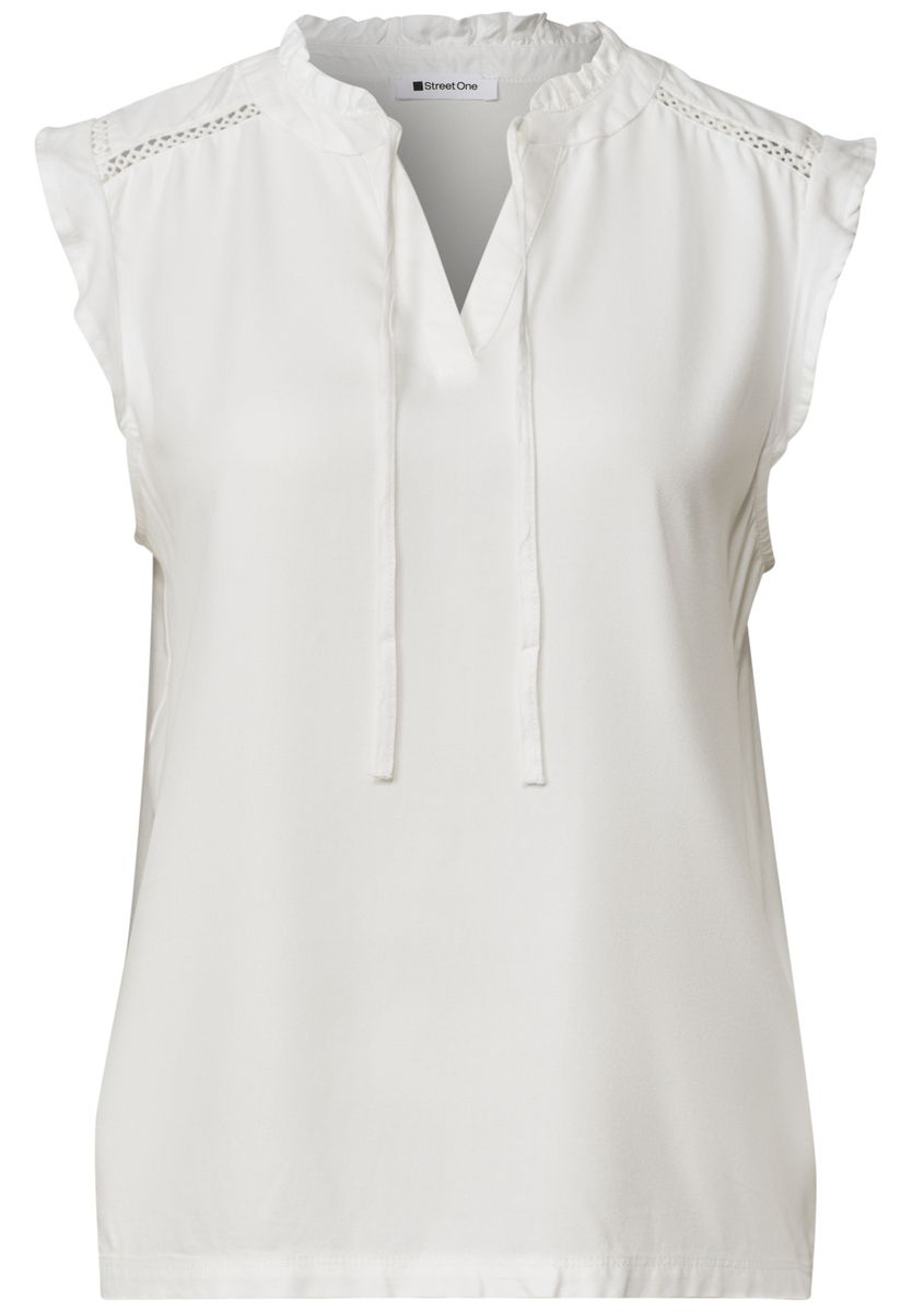 Top mit Strukturmix und Crochet-Details