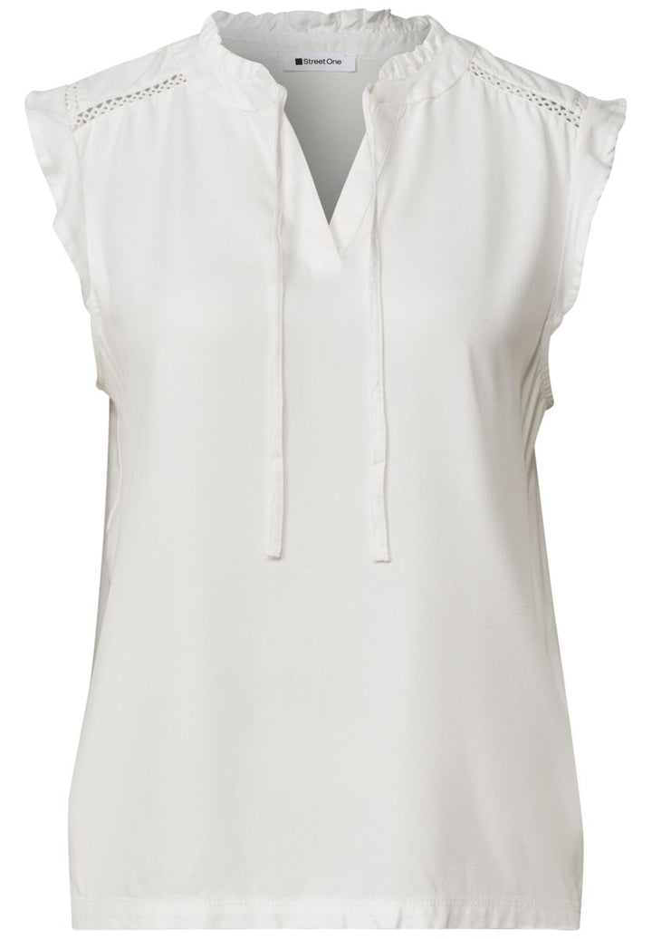Top mit Strukturmix und Crochet-Details