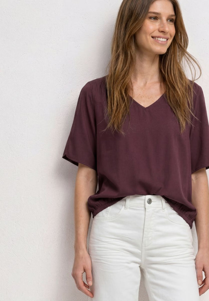 Kurzarm Blusenshirt mit V-Neck