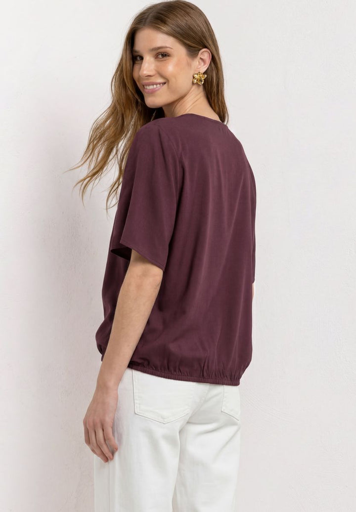 Kurzarm Blusenshirt mit V-Neck