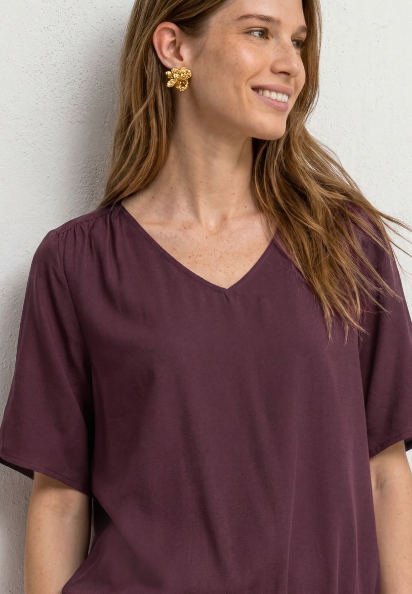 Kurzarm Blusenshirt mit V-Neck