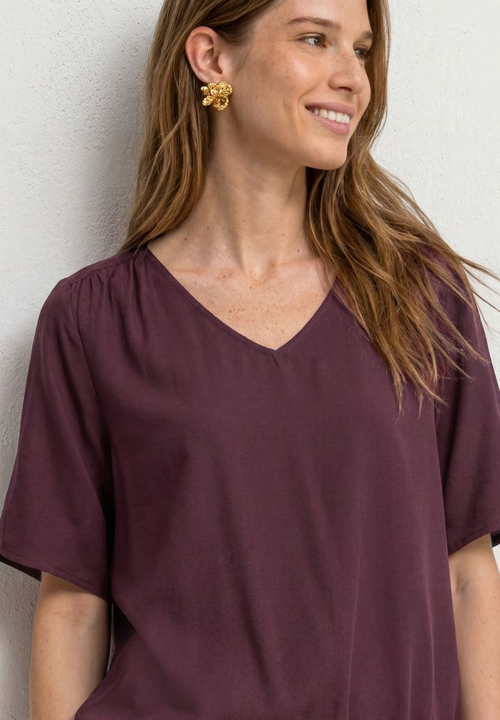 Kurzarm Blusenshirt mit V-Neck