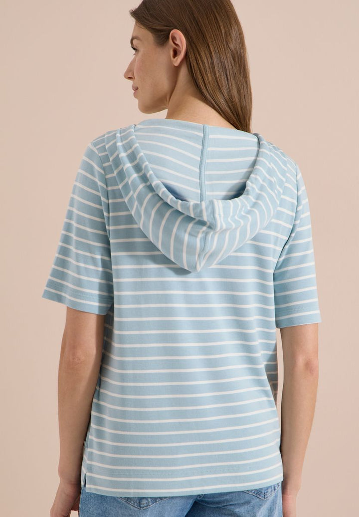 Kurzarm Kapuzenshirt mit Streifen