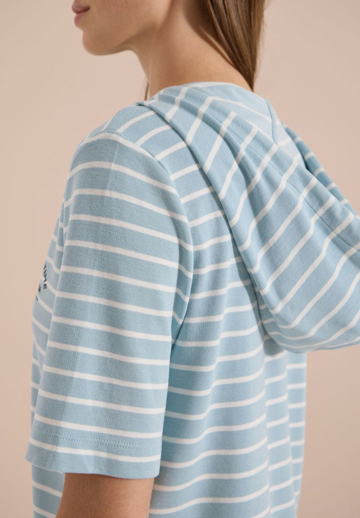 Kurzarm Kapuzenshirt mit Streifen