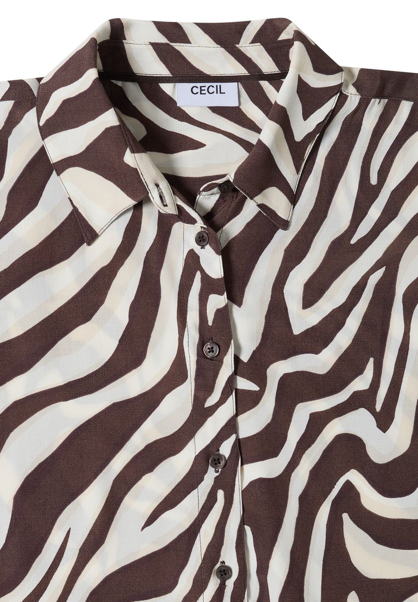 Kurzarm Hemdbluse mit Zebra-Print