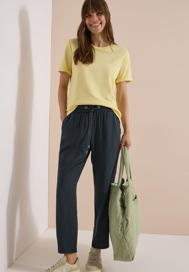 Mid Waist Slim Leg Hose im Loose Fit