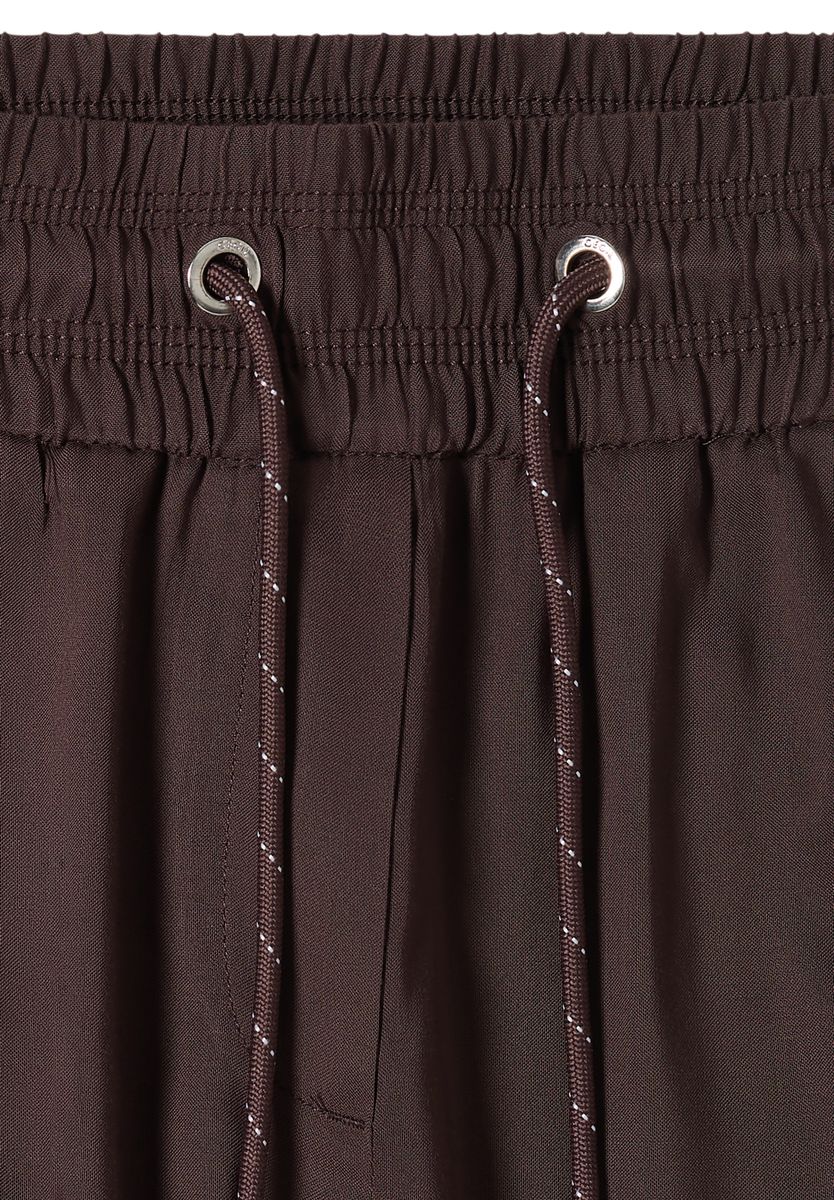 Mid Waist Slim Leg Hose im Loose Fit