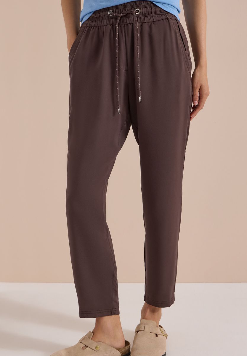 Mid Waist Slim Leg Hose im Loose Fit