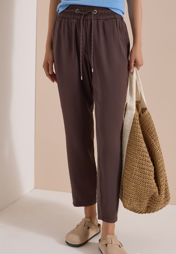 Mid Waist Slim Leg Hose im Loose Fit