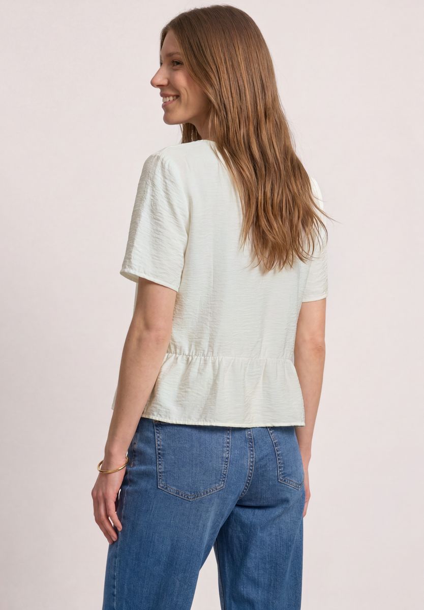 Kurzarm Bluse mit V-Neck und Schößchen