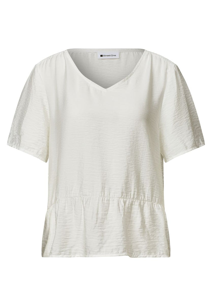 Kurzarm Bluse mit V-Neck und Schößchen