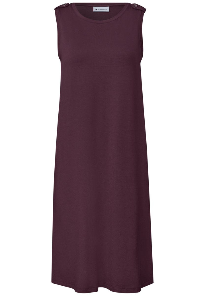Knielanges Kleid mit Rundhals und Knopfdetail