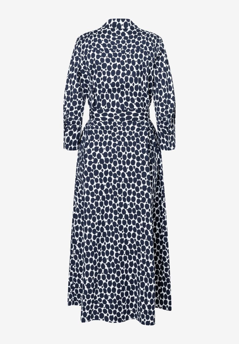 langes Hemdblusenkleid mit Tupfenprint