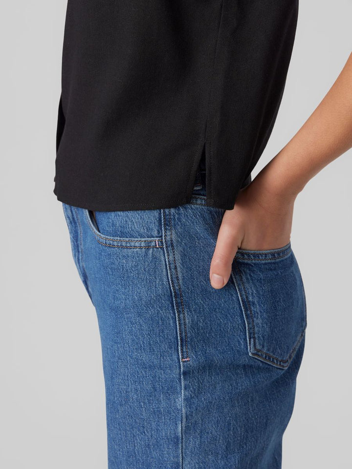 VMMYMILO LIN 2/4 V-NECK SHIRT WVN NOOS