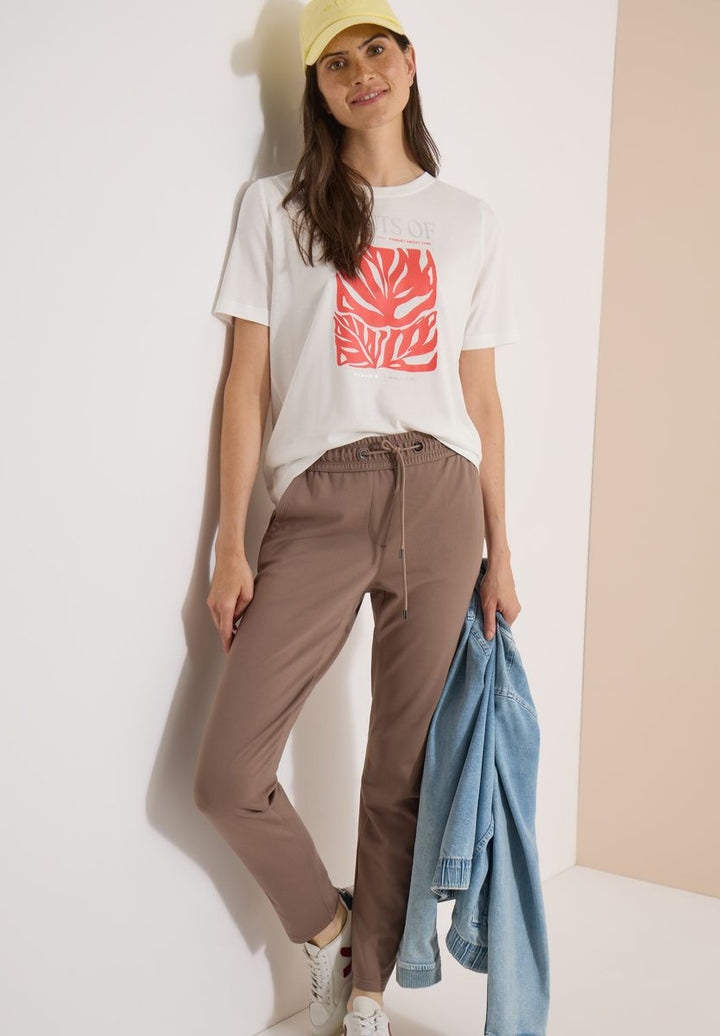 Mid Waist Slim Leg Hose im Casual Fit