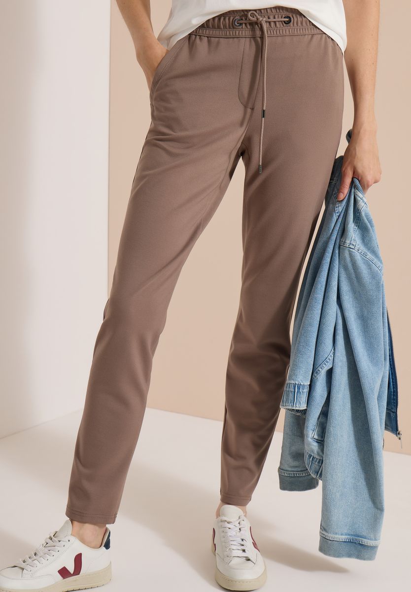 Mid Waist Slim Leg Hose im Casual Fit