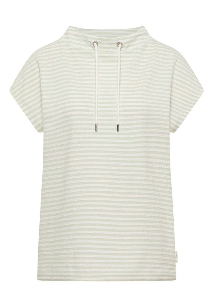 T-Shirt mit Funnel Neck und Streifen