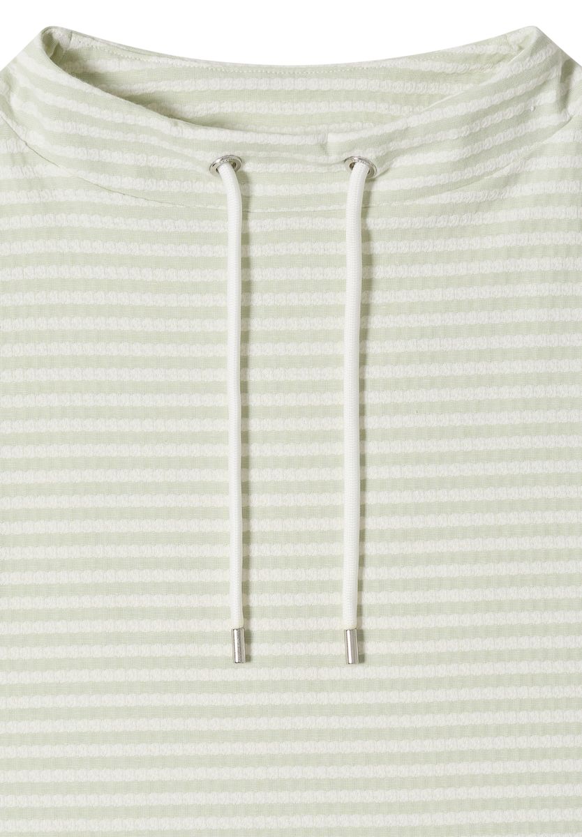 T-Shirt mit Funnel Neck und Streifen