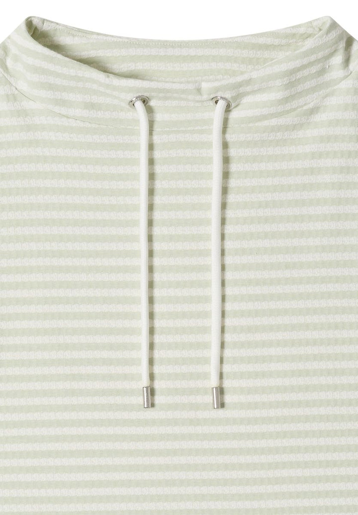 T-Shirt mit Funnel Neck und Streifen