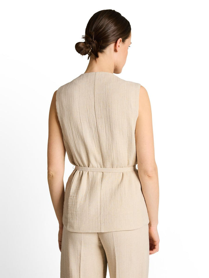 Crinkle Blazer-Weste mit Leinenanteil