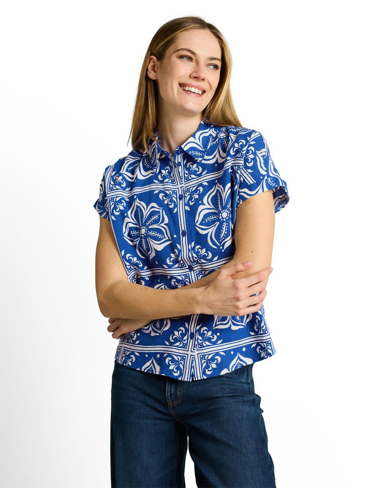 Loose Fit Bluse mit Leinenanteil