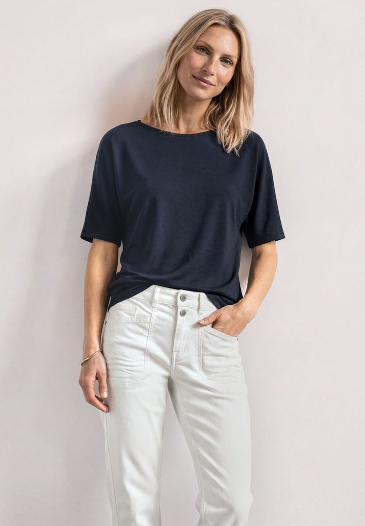 Basic Shirt mit Boat Neck und Elastikbund