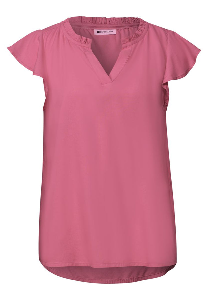 Blusenshirt mit Split Neck und Volant-Ärmeln